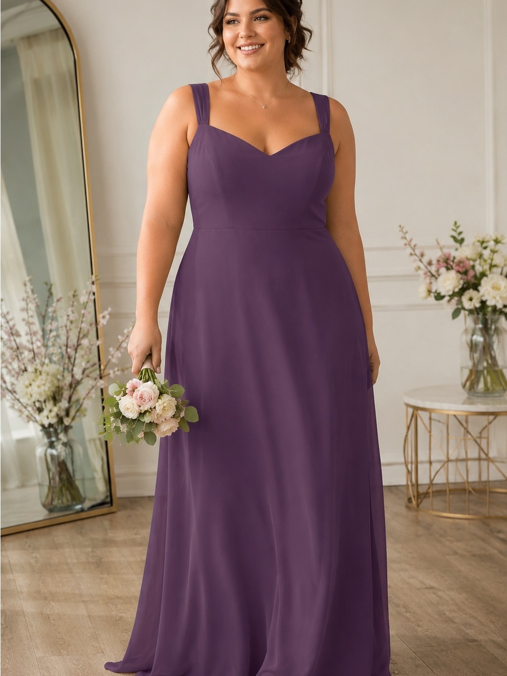 NWT Azazie Delice Bridesmaid Dress A12 US 12 Plum Floor Length Formal Gown